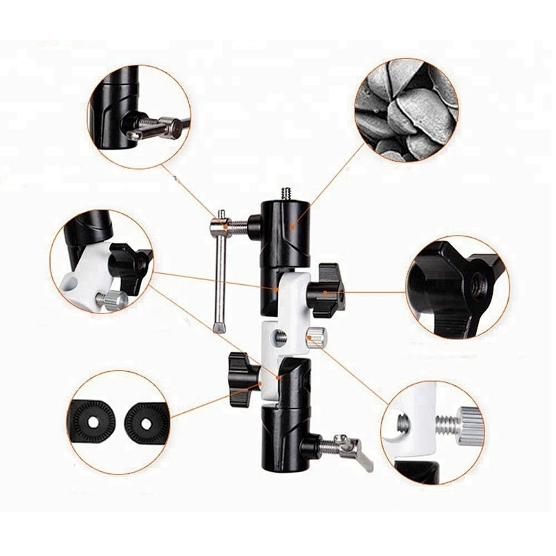 Adjustable 3-section U-shape Type Swivel Flash Bracket for Mount Umbrella Holder/Ball head/Trigger/Light Stand Adapter