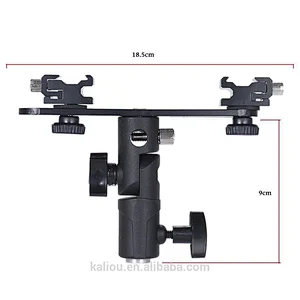 Manufacturer 2 in 1 Double Hot shoe Umbrella Holder Light Stand Flash Bracket for Video Camera