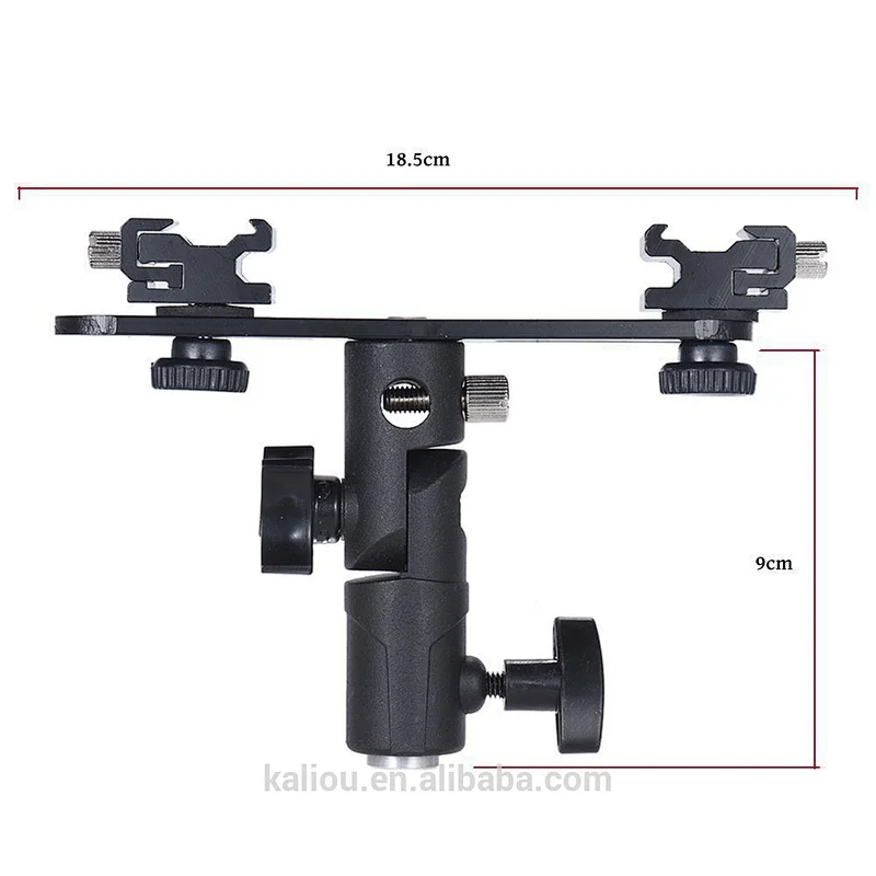 Manufacturer 2 in 1 Double Hot shoe Umbrella Holder Light Stand Flash Bracket for Video Camera