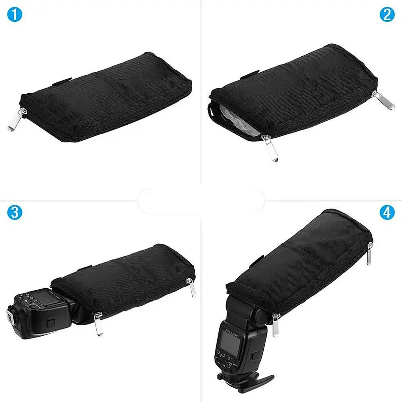 Four-in-one External flash reflector, soft box cover, beam light flash protection bag Storage bag