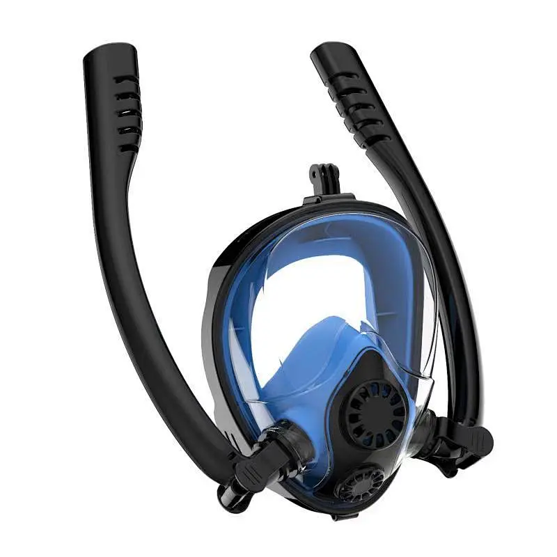 Kaliou Wholesale 2019 Hot New Full Face Diving Mask Anti Fog Snorkel Mask with Double Breathing Tubes for Adults