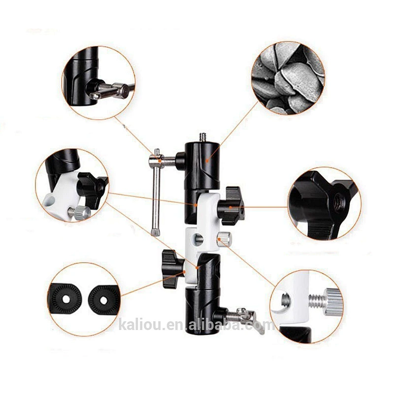 Kaliou Adjustable 3-section U-shape Swivel Flash Bracket for Camera Umbrella Holder/Trigger/Light Stand Adapter