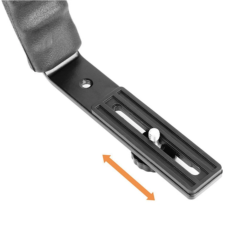 Universal Flash Camera Grip L Bracket with 2 Standard Side Hot Shoe Mount for Flash DSLR Video Light Camcorder Holder