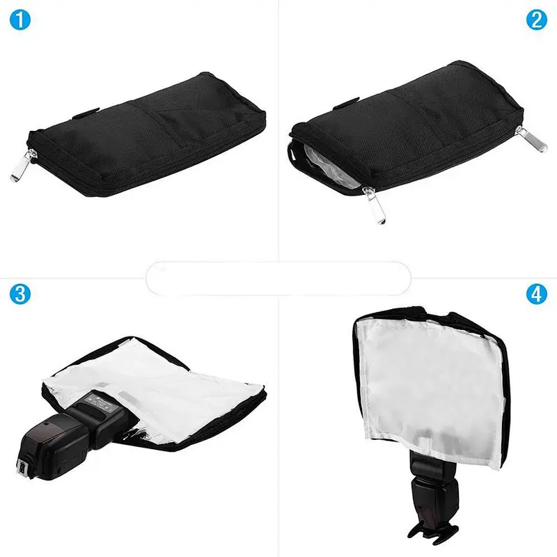 Four-in-one External flash reflector, soft box cover, beam light flash protection bag Storage bag