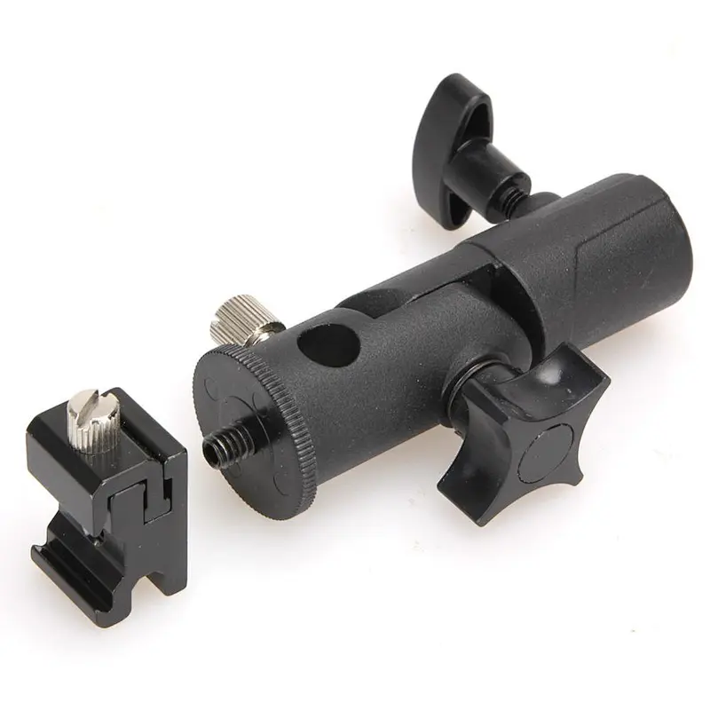 E Shape Universal Metal Flash Bracket Stand Hot Shoe Speedlite Umbrella Holder With 1/4 Inch Screw 10.5 * 7 * 3cm