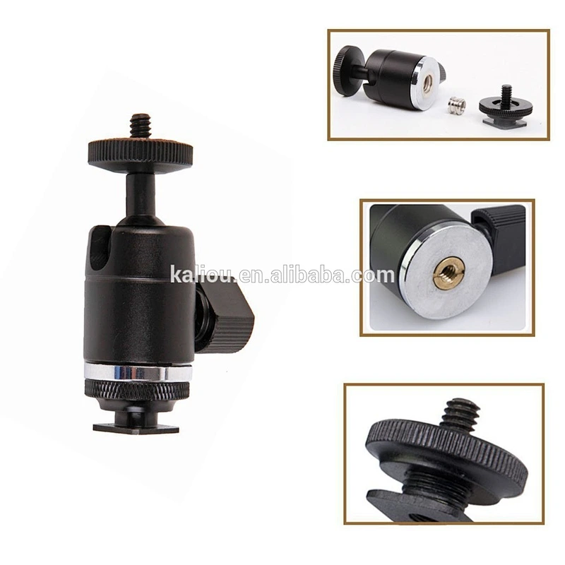 Kaliou Swivel Camera Tripod Flash Hotshoe Hot Shoe BALL Head Mount Tripod 1/4 3/8