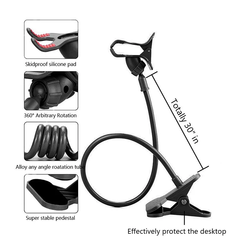 360 Rotating Flexible Mobile Phone Holder Desktop Bed Lazy Bracket Stand Support For Phone IPad magnetic phone holder withy box