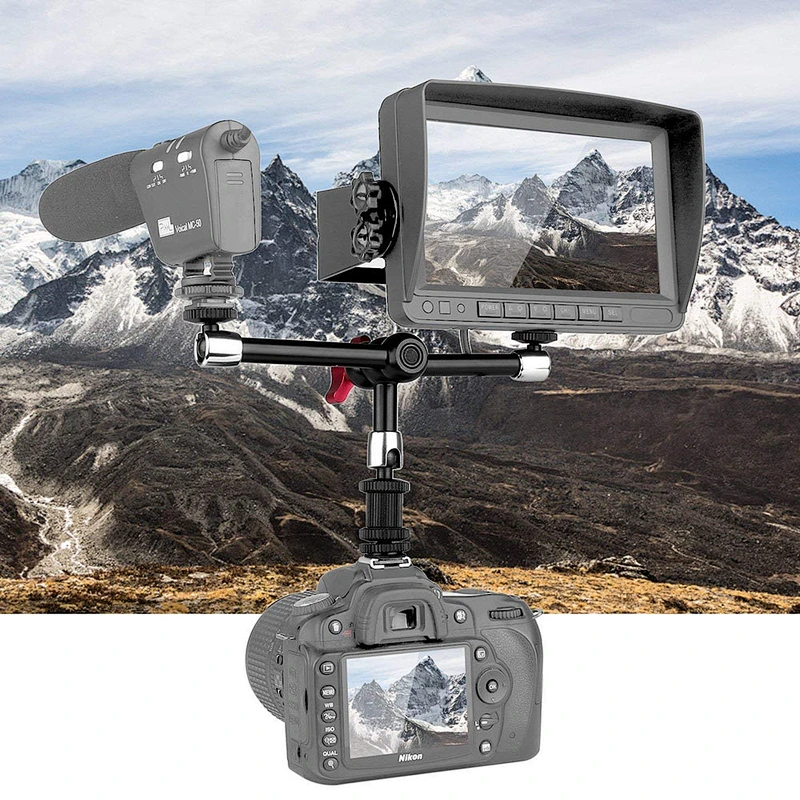 New Arrival 11inch Adjustable Articulating Friction Magic Arm Stand Compatible with DSLR Camera Rig, Flash Lights, Monitors