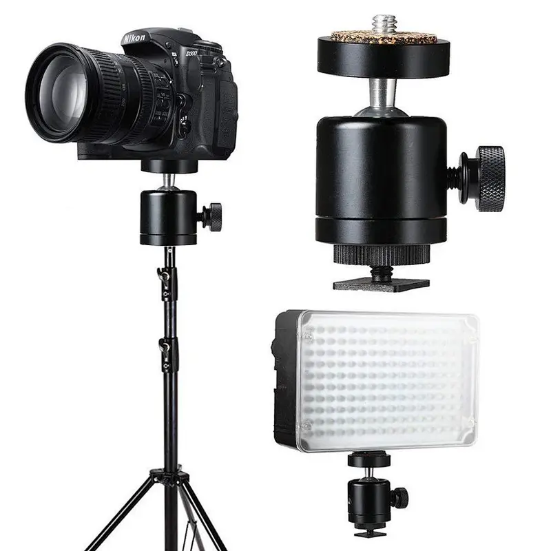 New type Mini Spherical pan/tilt High-quality Aluminum LED lamp bracket 1/4