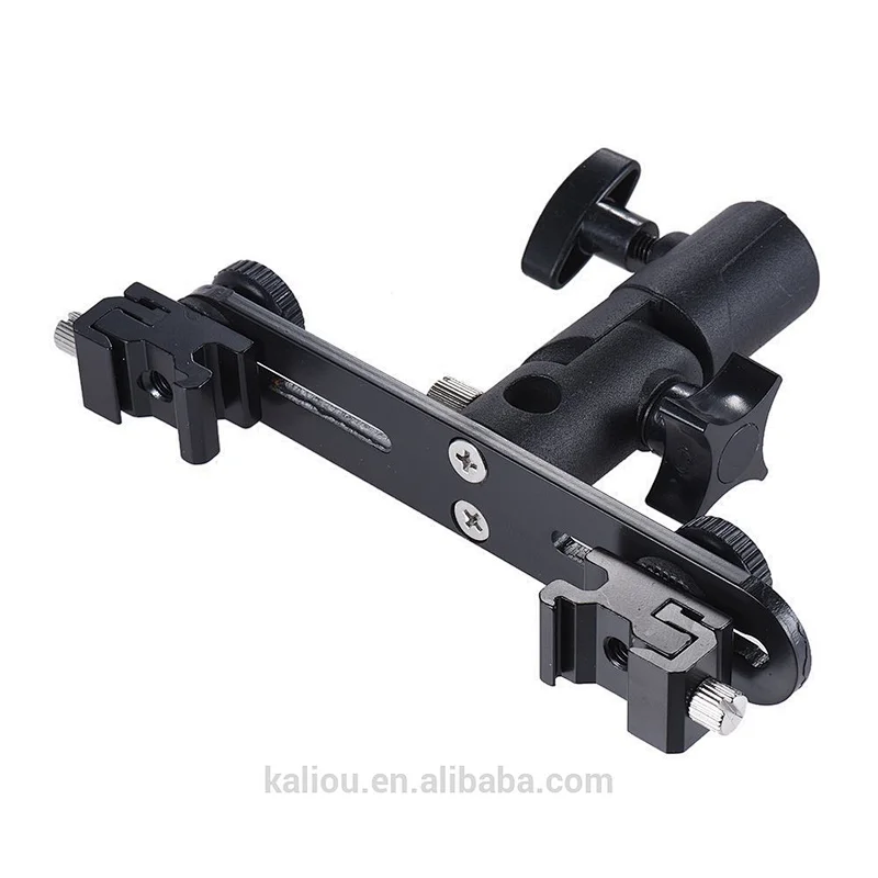 Manufacturer 2 in 1 Double Hot shoe Umbrella Holder Light Stand Flash Bracket for Video Camera