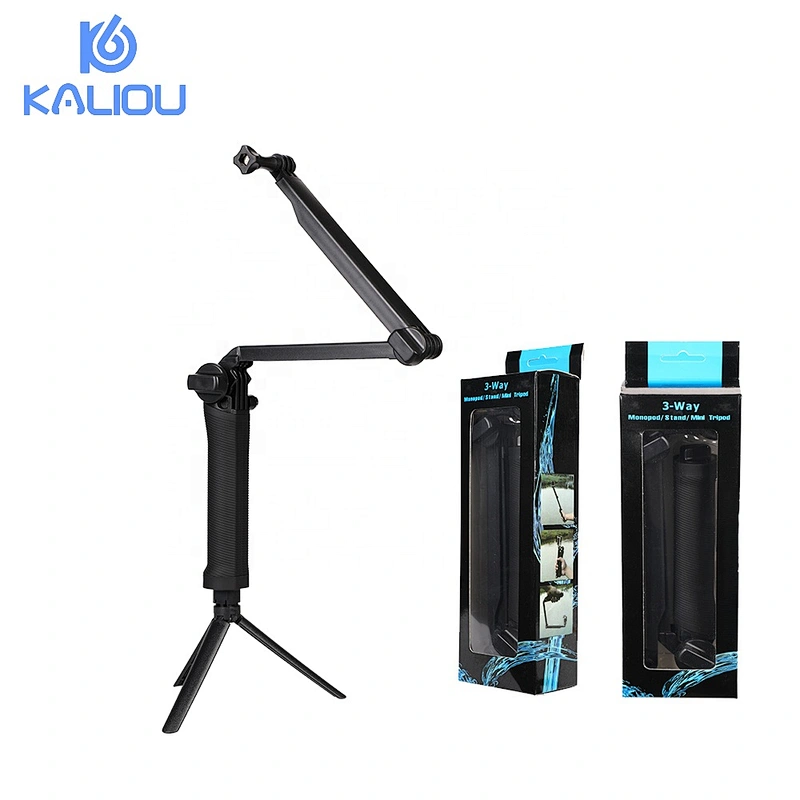 Kaliou Go pro 3 Way Selfie Stick Monopod Tripod for GoPros 7 6 5 4 3 2 1 SJCAMS Sj4000 Sj5000 XiaomiXiaoyi 4K