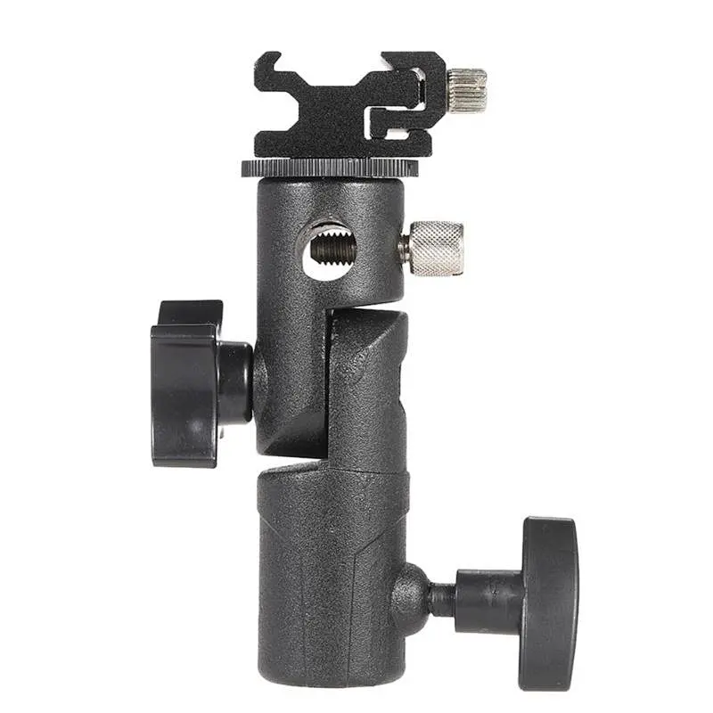 E Shape Universal Metal Flash Bracket Stand Hot Shoe Speedlite Umbrella Holder with 1/4