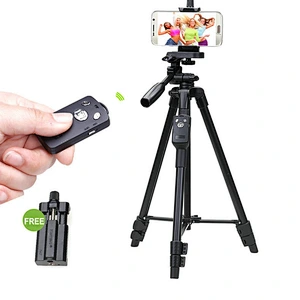 YUNTENG 5208 Aluminum Alloy tripod professional Wireless Remote Control Shutter with Universal Smartphone Mount for camera