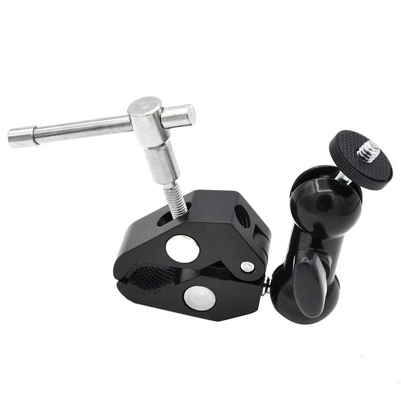 kaliou Multi-function 1/4'' Screw Head Ball Mount Magic Arm Super Clamp for Monitor Flash Bracket