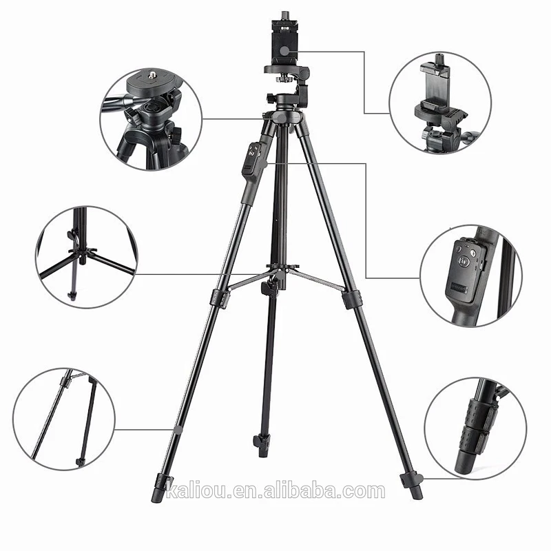Wholesale Flexible Yunteng 5208 Camera Selfile Tripod with 3-Way Head Bluetooth Remote