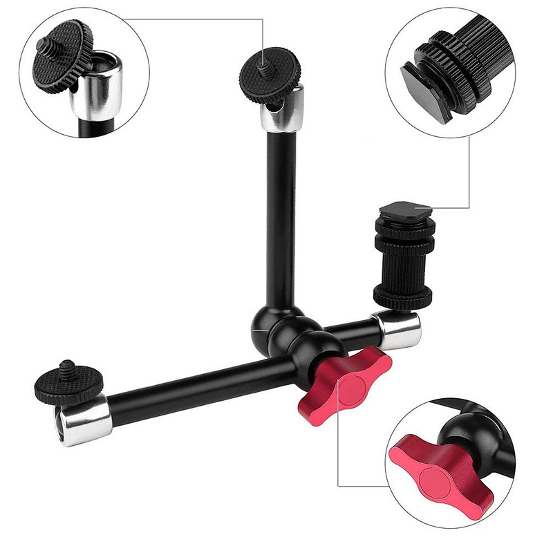 New Arrival 11inch Adjustable Articulating Friction Magic Arm Stand Compatible with DSLR Camera Rig, Flash Lights, Monitors