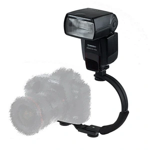 Universal Multifunction Adjustable Photography C Shape C mount Camera Flash Bracket Two Hotshoe Mounts Flash Holder 1/4 Screw