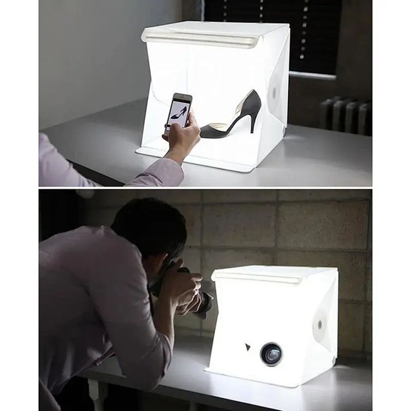 Factory price for Portable Folding Studio Diffuse Soft Box With LED Light Black White light room photo studio photography