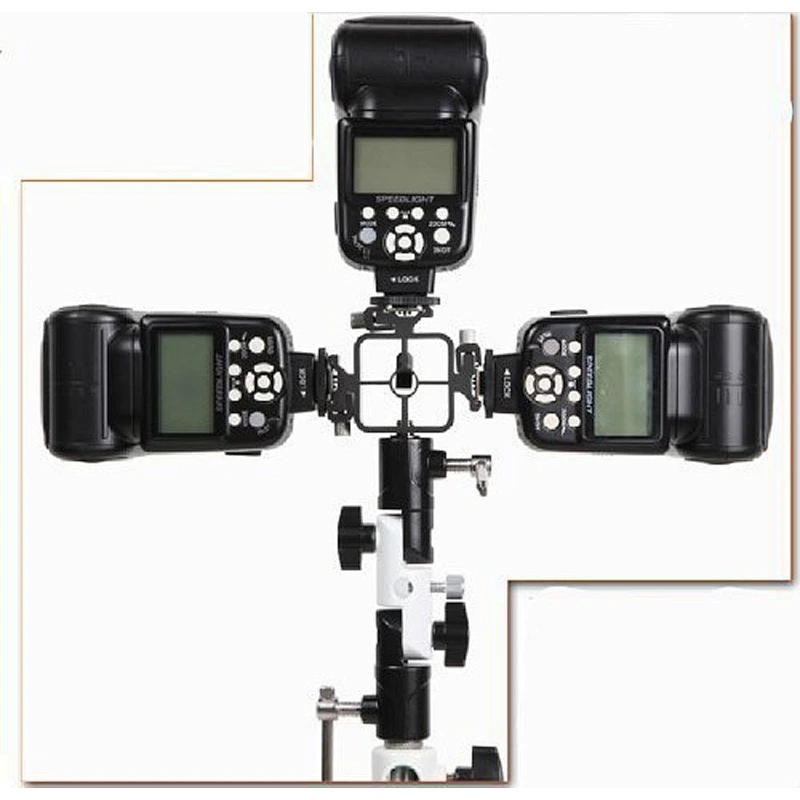 Kaliou 3 in 1 Triple Hot Shoe Mount Adapter For Flash Light Umbrella Holder Camera Photo Studio
