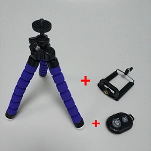 Kaliou S Size Sponge Mini Flexible Octopus Tripod with Phone Clip Holder Bluetooth Remote Shutter for Gopros 7 6 5 4 3 2 1
