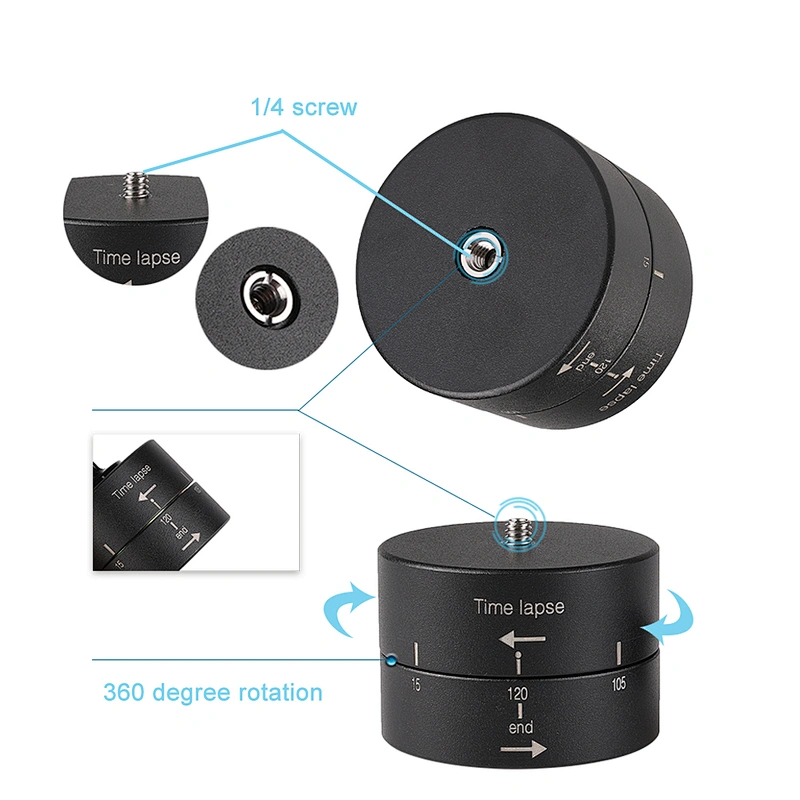 Kaliou 360 Degree Rotating 120min Time Lapse Automatic Timer Tripod Head Photography Delay Tilt Head for GoPros 7 6 5 4 3 2 1