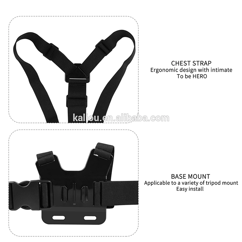 Kaliou Professional Go Pro配件Go Pro胸带7 6 5 4 3 2 1 Sj4000 Sj8 pro Yi 4K运动相机配件