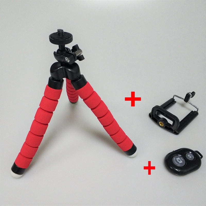 Kaliou S Size Sponge Mini Flexible Octopus Tripod with Phone Clip Holder Bluetooth Remote Shutter for Gopros 7 6 5 4 3 2 1