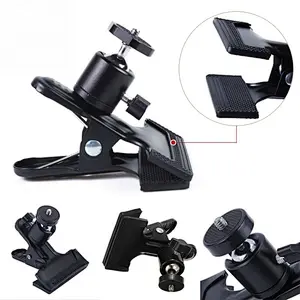 Universal Camera Photography Metal Clip Clamp Holder Mount with Standard Ball Head 1/4 Screw for Camera Flash Holder Bracket