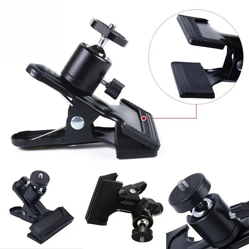 Universal Camera Photography Metal Clip Clamp Holder Mount with Standard Ball Head 1/4 Screw for Camera Flash Holder Bracket