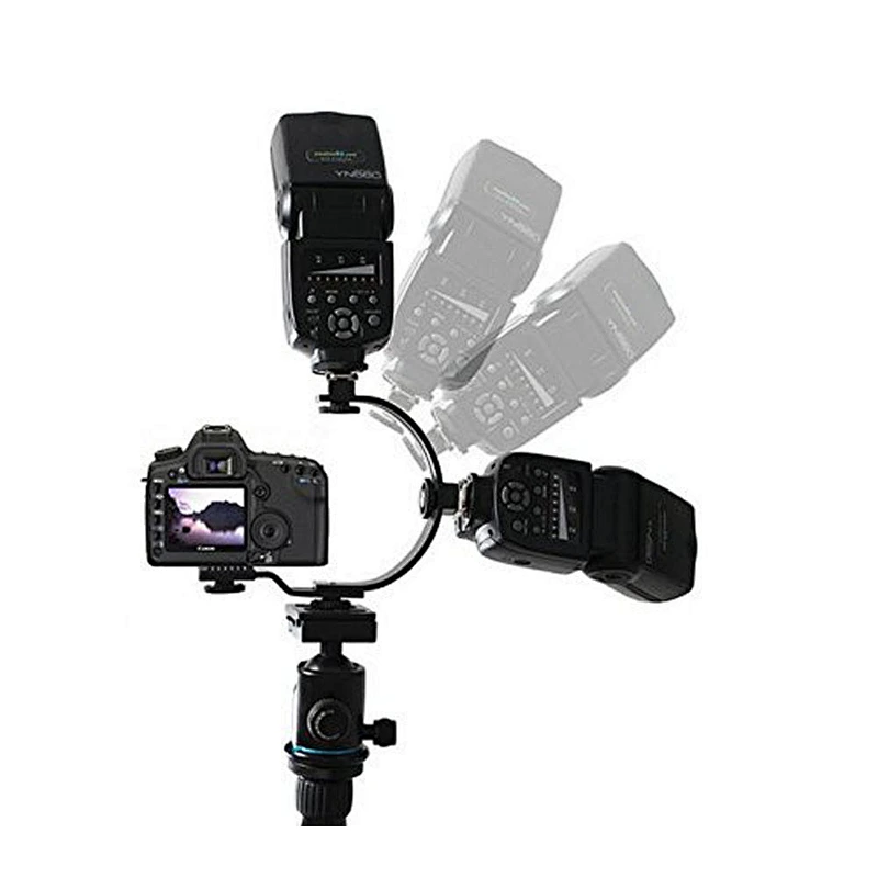 Photography Cameras Video Light Flash Multi-function Arc bracket C-type Dual Hot Shoe Bracket