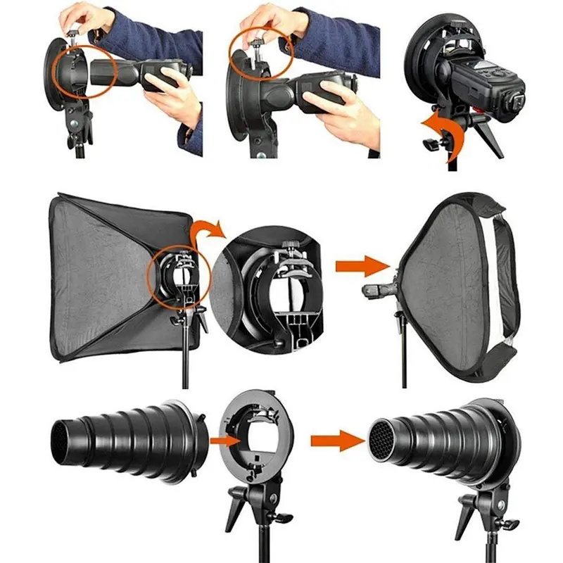 Godoxs S-type Bracket Holder with Bowens Mount for Speedlite Flash Softbox Honeycomb Beauty dish Reflector Umbrella