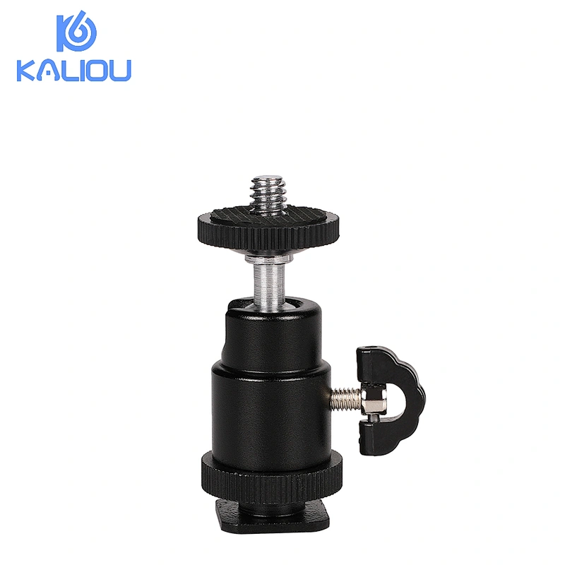 Kaliou 360 Rotating 1/4 Screw Tripod Head Mini Ball Head with 1/4 Hot Shoe Mount Base for Tripod Light Stand Digital Camera
