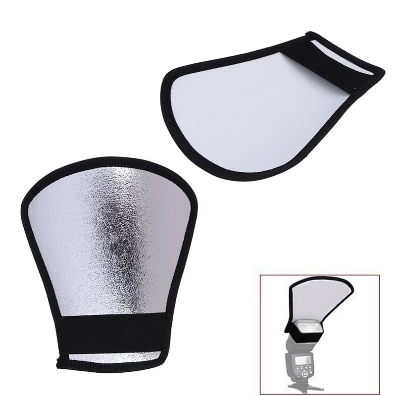 Kaliou Silver Camera Flash Diffuser Softbox Photo Flash Light Reflector For Canons Cameras Size 18.5*20.2cm