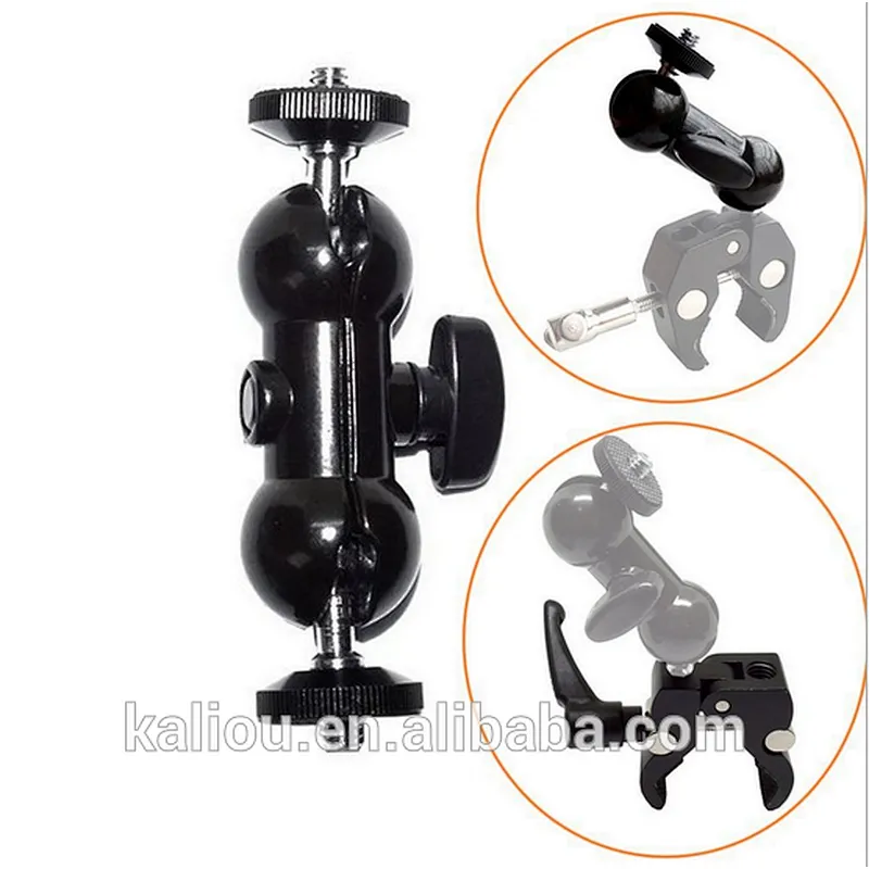 Magic Arm Adapter Double Ball head With 1/4 Hot Shoe Mount for Camera