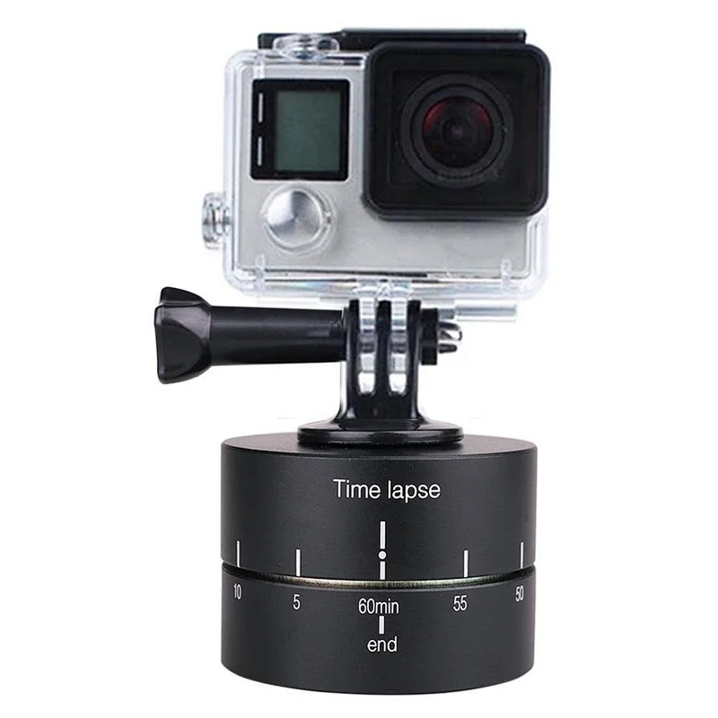 Kaliou 60min Time Lapse 360 degree Rotating Automatic Timer Tripod Head Photography Delay Tilt Head for GoPr RedBlackBrownGreen