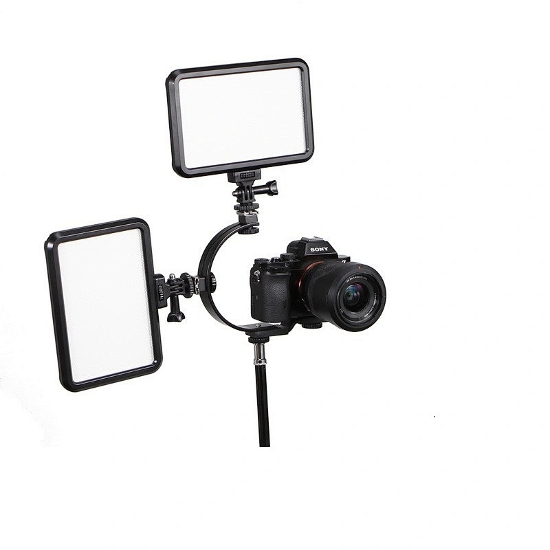 Universal Multifunction Adjustable Photography C Shape C mount Camera Flash Bracket Two Hotshoe Mounts Flash Holder 1/4 Screw