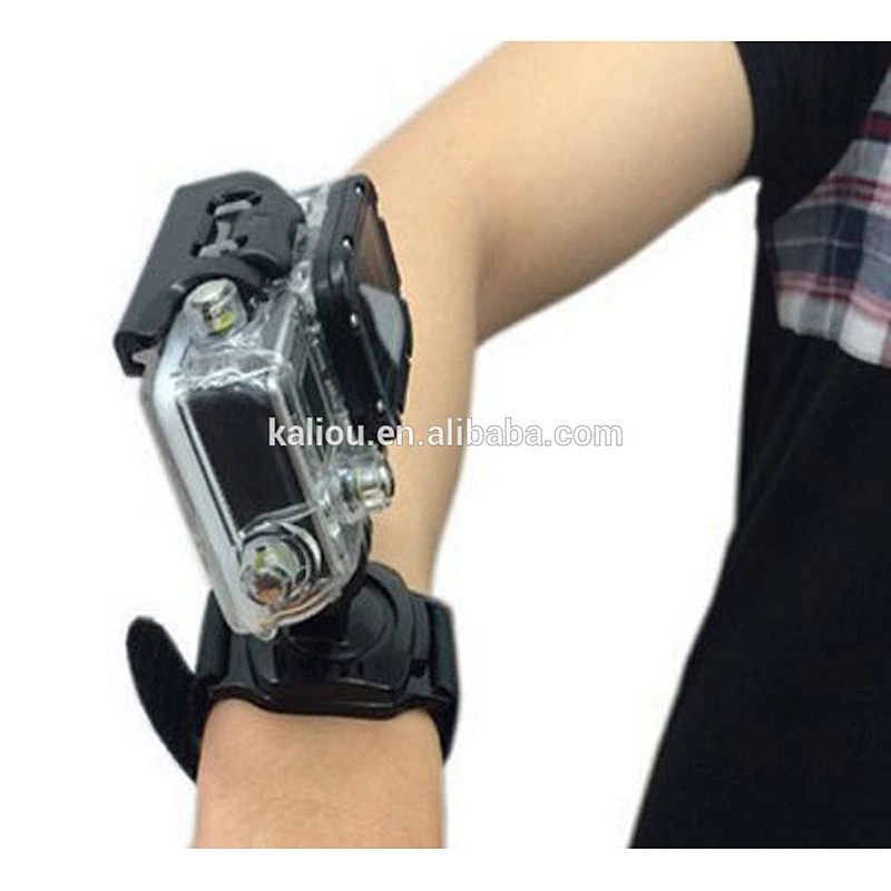 Kaliou 360 Degree Rotation Palm Mount Glove Style Adjustable Wrist Band Mount Strap for Go pro5 4 3+ 3