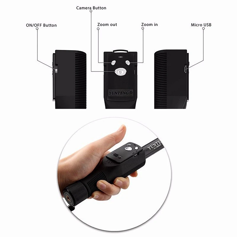 Kaliou Yunteng 1288 Bluetooth Selfie Stick Monopod for Iphones 6/7/8 x Xmax  Xiaomis Samsungs Action camera for Gopros 7 6 5 4 3