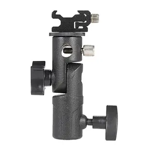 Kaliou E Shape Universal Metal Flash Bracket Stand Hot Shoe Speedlite Umbrella Holder With 1/4 Inch Screw 10.5 * 7 * 3cm