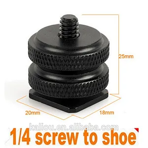 1/4 Double Screw Flash Hot Shoe Adapter Double Screw mount for Go pro, Camera flash mount 1/4