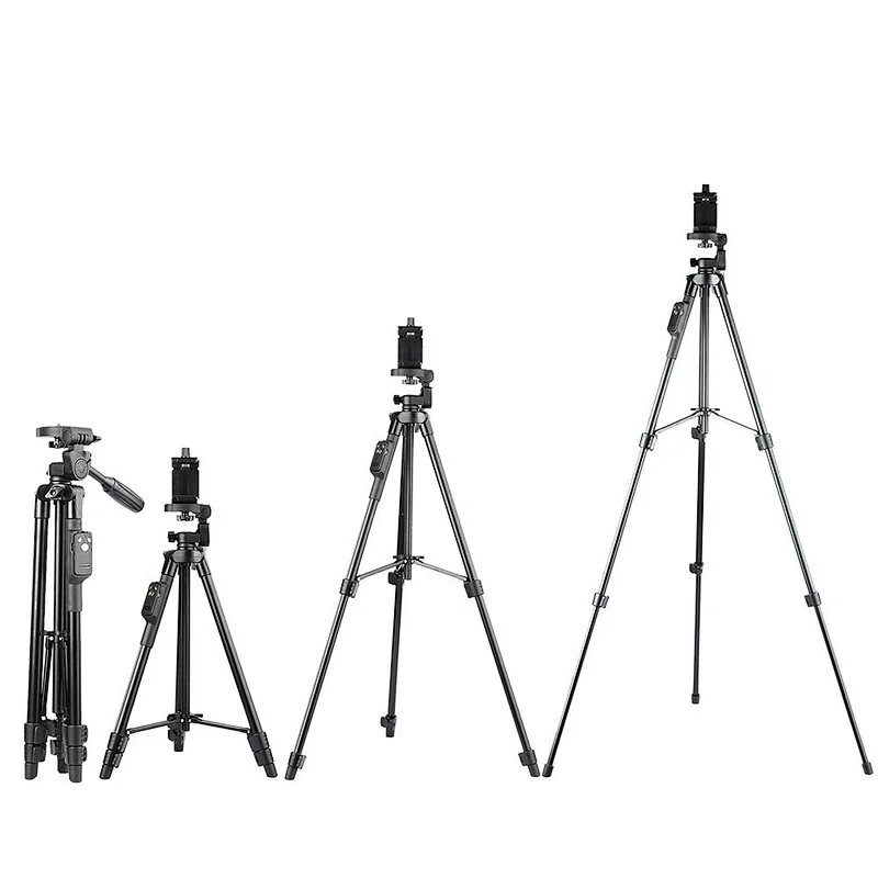 YUNTENG 5208 Aluminum Tripod with 3-Way Head & Bluetooth Remote + clip for Camera Phone