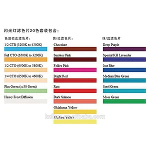 20 Colors Speedlite Color Gels Filter Diffuser Filter Card For Camera Studio