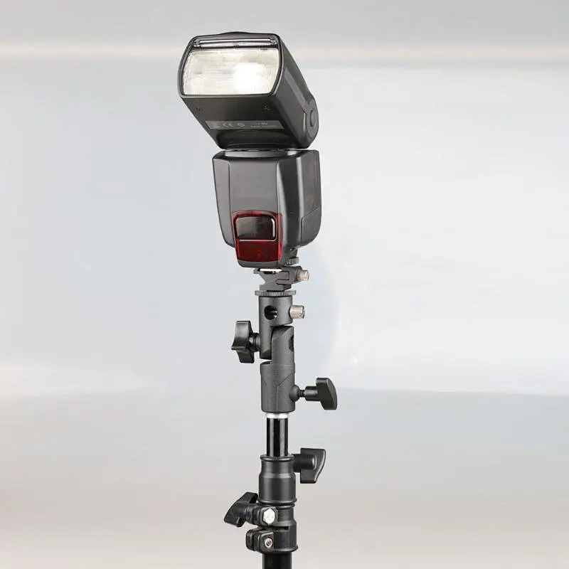Kaliou E Shape Universal Metal Flash Bracket Stand Hot Shoe Speedlite Umbrella Holder With 1/4 Inch Screw 10.5 * 7 * 3cm
