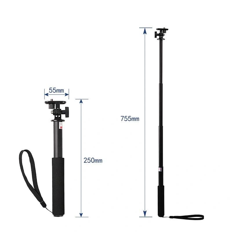 Kaliou Wholesale Foldable Go Pro Selfie Stick Monopod for GoproS 7 6 5 4 3 2 1 SjcamSJ4000 SJ5000 Action Camera DSLR Smart Phone
