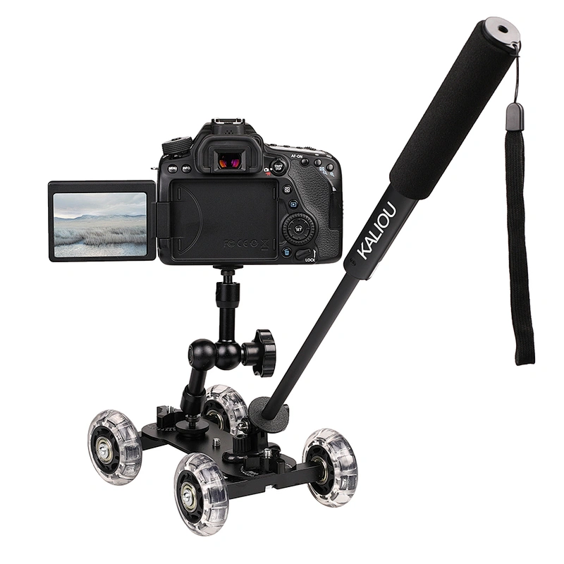 Kaliou Adjustable Friction Articulating 7 Inch Magic Arm with Rail Dolly Car for DSLR Camera Rig / LCD / DV  / LED Monitor