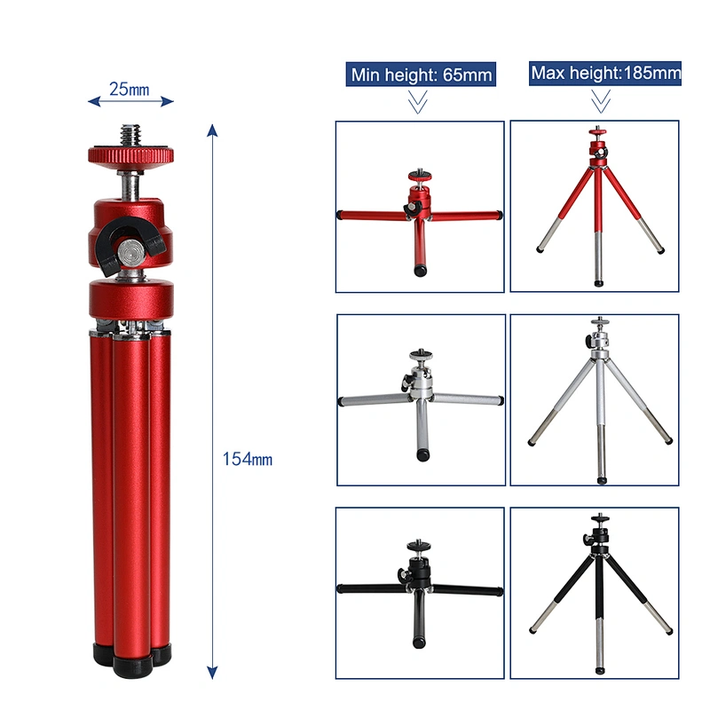 Kaliou Black Silver Red Camera Phone Mini Tripod Selfie Stick Monopod for Go pro 7 6 5 4 3+ Smartphones iphones Huaweixiaomi