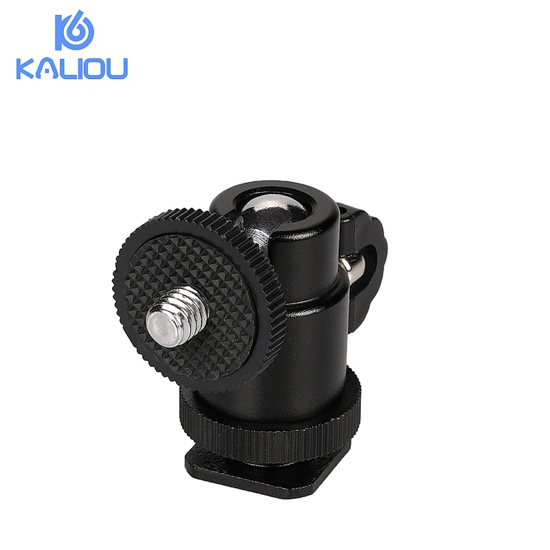 Kaliou 360 Rotating 1/4 Screw Tripod Head Mini Ball Head with 1/4 Hot Shoe Mount Base for Tripod Light Stand Digital Camera