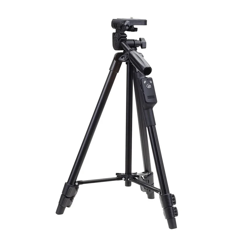 YUNTENG 5208 Aluminum Tripod with 3-Way Head & Bluetooth Remote + clip for Camera Phone
