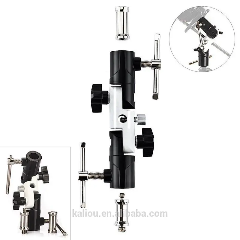Kaliou Adjustable 3-section U-shape Swivel Flash Bracket for Camera Umbrella Holder/Trigger/Light Stand Adapter