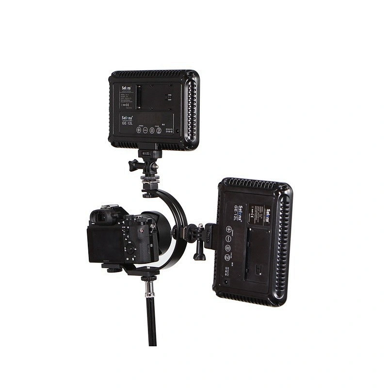 Universal Multifunction Adjustable Photography C Shape C mount Camera Flash Bracket Two Hotshoe Mounts Flash Holder 1/4 Screw